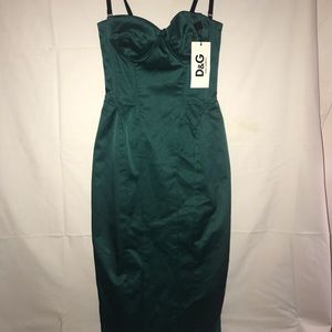 Dolce Gabbana D&G Green Satin Dress